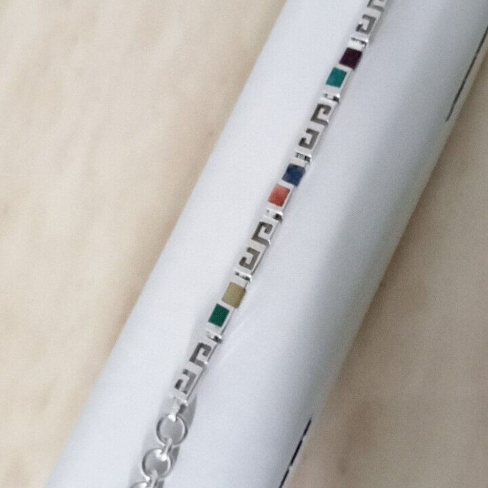 Bracelet Solid Silver 950 Mix Gemstones New